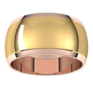 14K Yellow Or White Or Rose Gold Stepped Beveled-Edge Inlay Half Round Band
