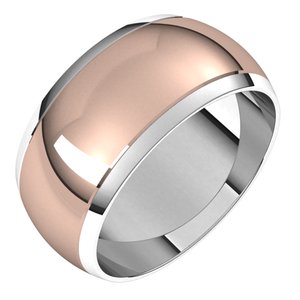 14K Yellow Or White Or Rose Gold Stepped Beveled-Edge Inlay Half Round Band