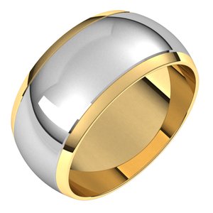 14K Yellow Or White Or Rose Gold Stepped Beveled-Edge Inlay Half Round Band