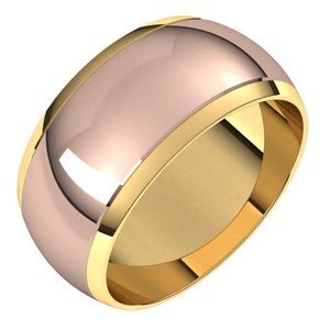 14K Yellow Or White Or Rose Gold Stepped Beveled-Edge Inlay Half Round Band