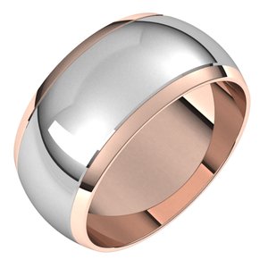 14K Yellow Or White Or Rose Gold Stepped Beveled-Edge Inlay Half Round Band