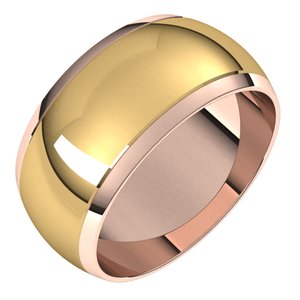 14K Yellow Or White Or Rose Gold Stepped Beveled-Edge Inlay Half Round Band