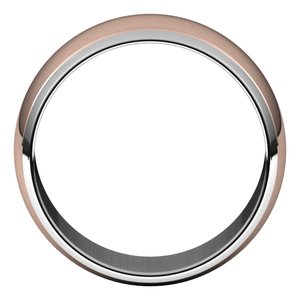 14K Yellow Or White Or Rose Gold Stepped Beveled-Edge Inlay Half Round Band