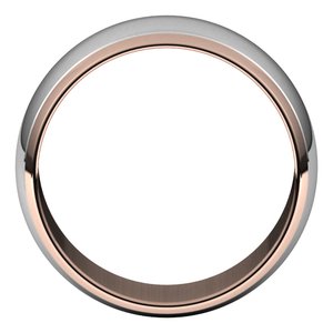 14K Yellow Or White Or Rose Gold Stepped Beveled-Edge Inlay Half Round Band