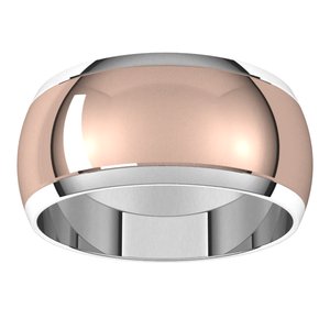 14K Yellow Or White Or Rose Gold Stepped Beveled-Edge Inlay Half Round Band