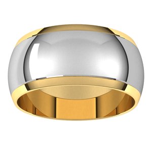 14K Yellow Or White Or Rose Gold Stepped Beveled-Edge Inlay Half Round Band