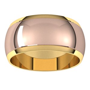 14K Yellow Or White Or Rose Gold Stepped Beveled-Edge Inlay Half Round Band