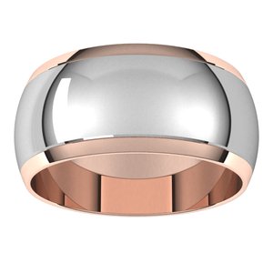 14K Yellow Or White Or Rose Gold Stepped Beveled-Edge Inlay Half Round Band