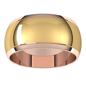 14K Yellow Or White Or Rose Gold Stepped Beveled-Edge Inlay Half Round Band