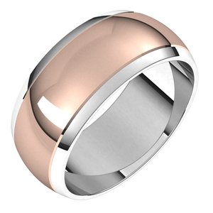 14K Yellow Or White Or Rose Gold Stepped Beveled-Edge Inlay Half Round Band