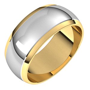 14K Yellow Or White Or Rose Gold Stepped Beveled-Edge Inlay Half Round Band