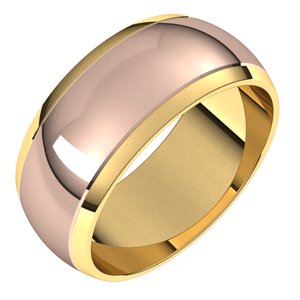 14K Yellow Or White Or Rose Gold Stepped Beveled-Edge Inlay Half Round Band