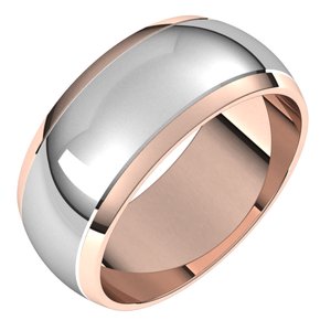 14K Yellow Or White Or Rose Gold Stepped Beveled-Edge Inlay Half Round Band