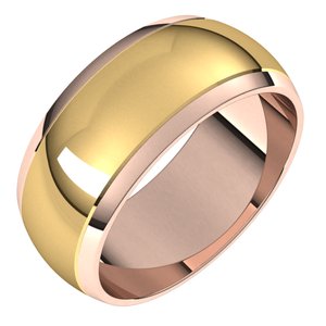 14K Yellow Or White Or Rose Gold Stepped Beveled-Edge Inlay Half Round Band