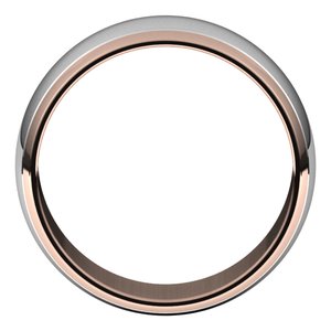 14K Yellow Or White Or Rose Gold Stepped Beveled-Edge Inlay Half Round Band
