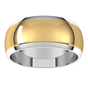 14K Yellow Or White Or Rose Gold Stepped Beveled-Edge Inlay Half Round Band