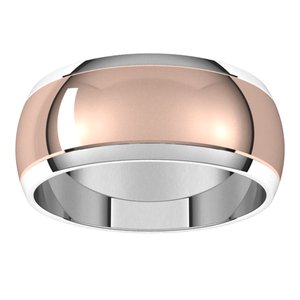 14K Yellow Or White Or Rose Gold Stepped Beveled-Edge Inlay Half Round Band