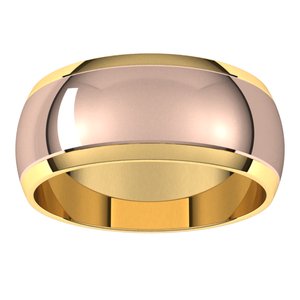 14K Yellow Or White Or Rose Gold Stepped Beveled-Edge Inlay Half Round Band