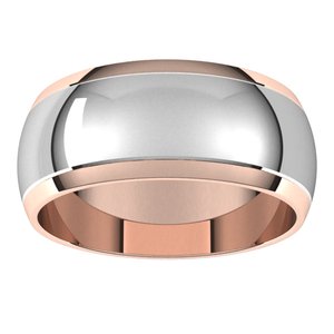 14K Yellow Or White Or Rose Gold Stepped Beveled-Edge Inlay Half Round Band