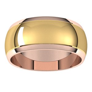 14K Yellow Or White Or Rose Gold Stepped Beveled-Edge Inlay Half Round Band