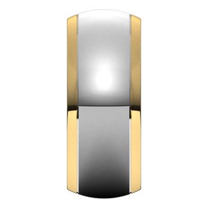 14K Yellow Or White Or Rose Gold Stepped Beveled-Edge Inlay Half Round Band