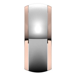 14K Yellow Or White Or Rose Gold Stepped Beveled-Edge Inlay Half Round Band