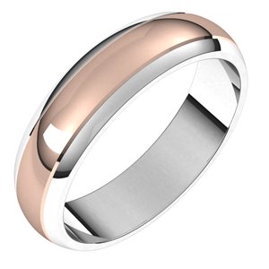 14K Yellow Or White Or Rose Gold Stepped Beveled-Edge Inlay Half Round Band
