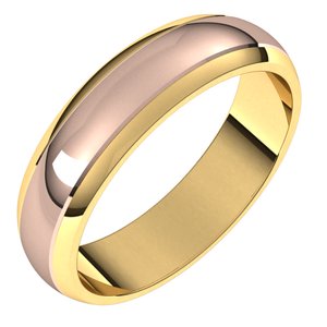 14K Yellow Or White Or Rose Gold Stepped Beveled-Edge Inlay Half Round Band