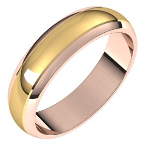14K Yellow Or White Or Rose Gold Stepped Beveled-Edge Inlay Half Round Band