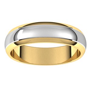 14K Yellow Or White Or Rose Gold Stepped Beveled-Edge Inlay Half Round Band