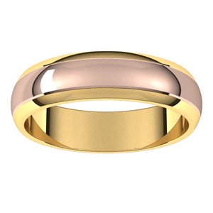 14K Yellow Or White Or Rose Gold Stepped Beveled-Edge Inlay Half Round Band