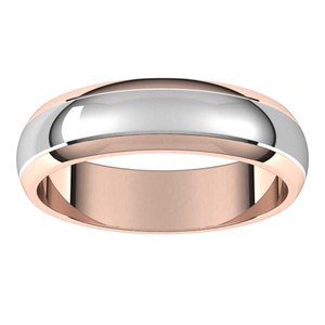 14K Yellow Or White Or Rose Gold Stepped Beveled-Edge Inlay Half Round Band