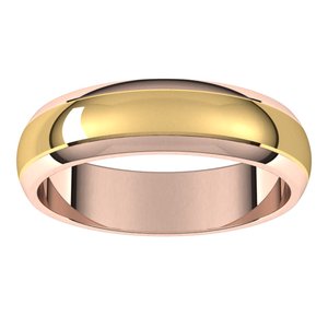 14K Yellow Or White Or Rose Gold Stepped Beveled-Edge Inlay Half Round Band