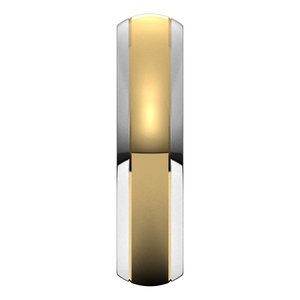 14K Yellow Or White Or Rose Gold Stepped Beveled-Edge Inlay Half Round Band