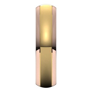 14K Yellow Or White Or Rose Gold Stepped Beveled-Edge Inlay Half Round Band