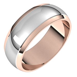 14K Yellow Or White Or Rose Gold Stepped Beveled-Edge Inlay Half Round Band