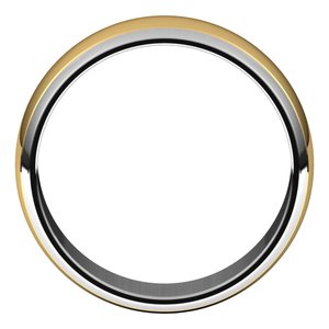 14K Yellow Or White Or Rose Gold Stepped Beveled-Edge Inlay Half Round Band