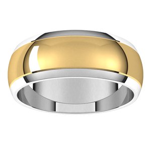 14K White/Yellow Gold 7 Mm Standard Standard Weight Half Round Grooves Size 9