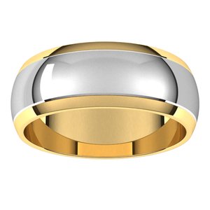 14K Yellow Or White Or Rose Gold Stepped Beveled-Edge Inlay Half Round Band