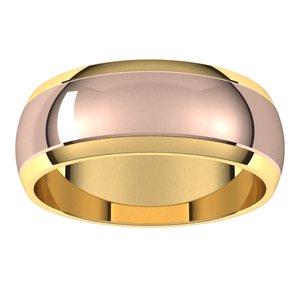 14K Yellow Or White Or Rose Gold Stepped Beveled-Edge Inlay Half Round Band