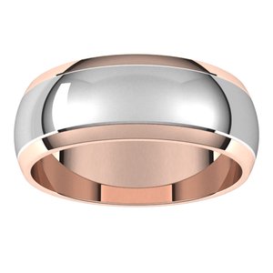 14K Yellow Or White Or Rose Gold Stepped Beveled-Edge Inlay Half Round Band