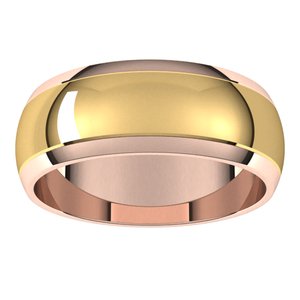 14K Yellow Or White Or Rose Gold Stepped Beveled-Edge Inlay Half Round Band