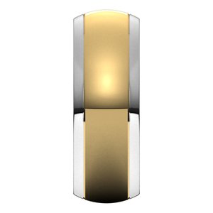 14K Yellow Or White Or Rose Gold Stepped Beveled-Edge Inlay Half Round Band