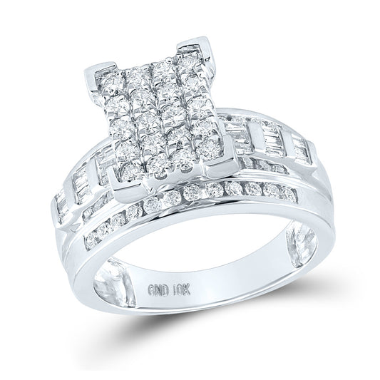 10K Yellow Or White Gold  Round Diamond Cinderella Cluster Bridal Wedding Engagement Ring 1 Cttw, Womens Size: 5-10