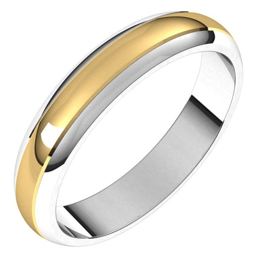 14K Yellow/Rose Or White/Yellow Gold Standard Stepped Beveled-Edge Inlay Half Round Grooves Band