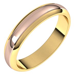 14K Yellow Or White Or Rose Gold Stepped Beveled-Edge Inlay Half Round Band