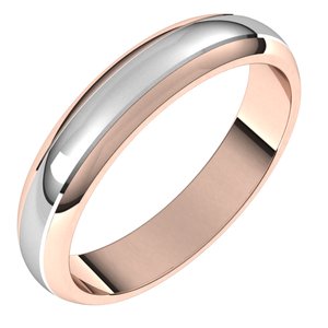 14K Yellow Or White Or Rose Gold Stepped Beveled-Edge Inlay Half Round Band
