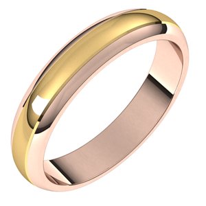 14K Yellow Or White Or Rose Gold Stepped Beveled-Edge Inlay Half Round Band