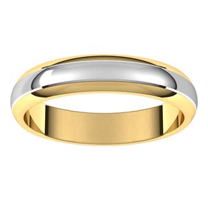 14K Yellow/White Gold  4 Mm Standard Standard Weight Half Round Grooves Size 7