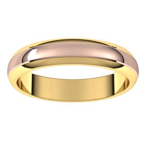 14K Yellow Or White Or Rose Gold Stepped Beveled-Edge Inlay Half Round Band